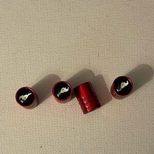Mustang Logo valve Stem caps in Red set of 4 NWT